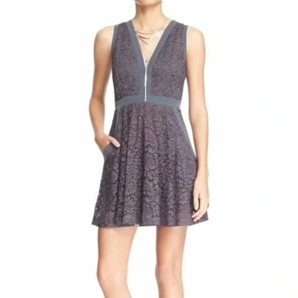 Free People Navy Lace Mini Dress - Picture 6 of 7